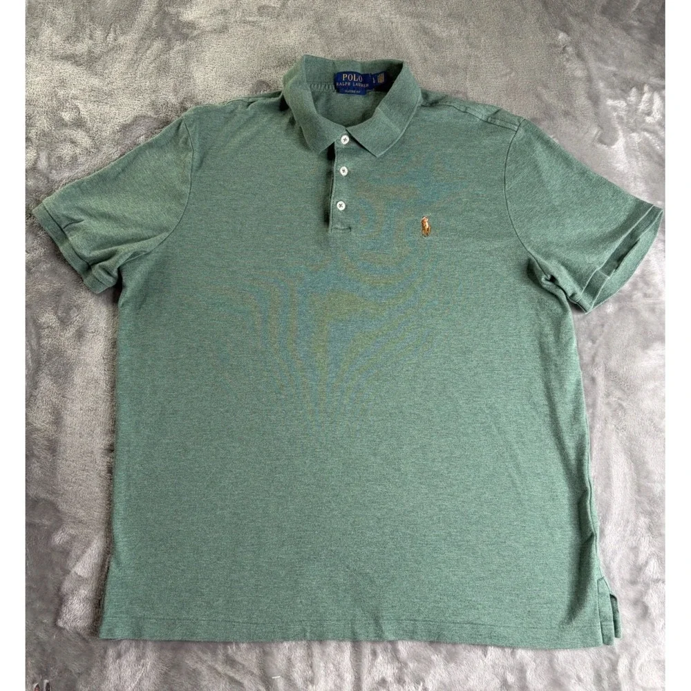 Polo Ralph Lauren Classic Fit Men Size L Heather Green Short Sleeve Shirt